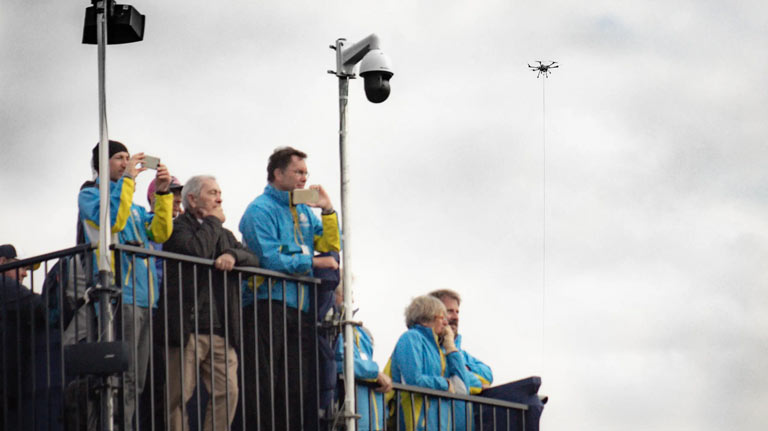 Tethered drones for event security