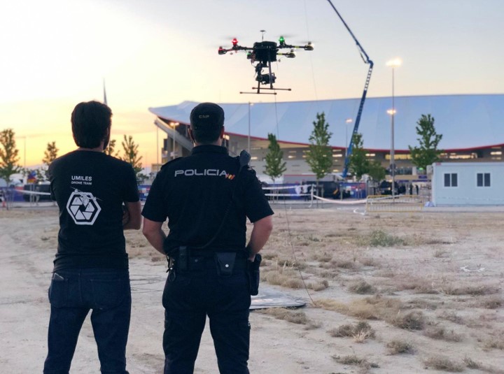 Tethered drone surveillance police