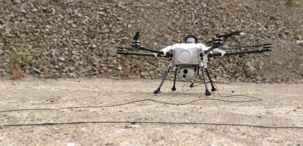 Tethered drone border patrol