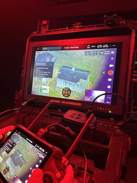 Police drone providing aerial view during a search and rescue operation