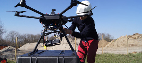 Surveillance camera drone with tethered Safe-T station