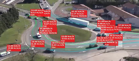 Traffic speed datas transmitted via drone monitoring