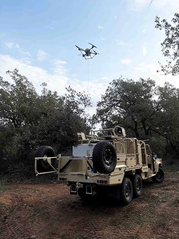 Khronos Tethered UAV Systems on combat vehicle