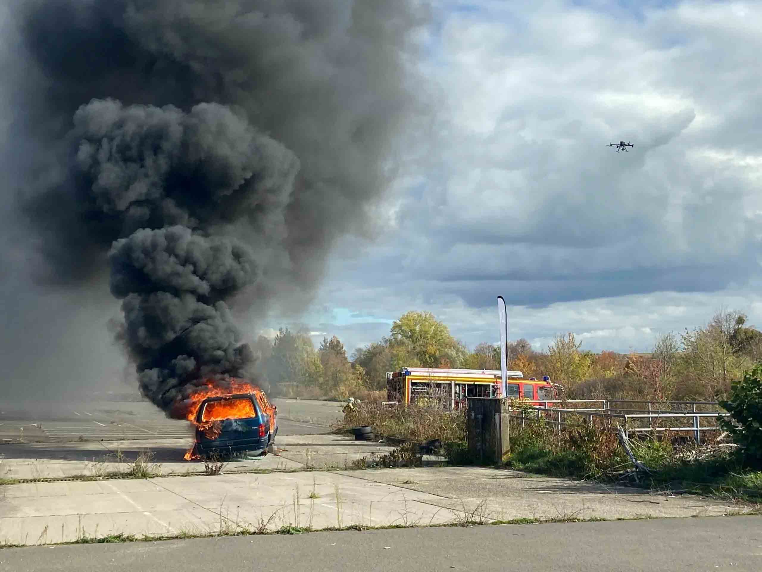 A drone serving as a scout during a fire