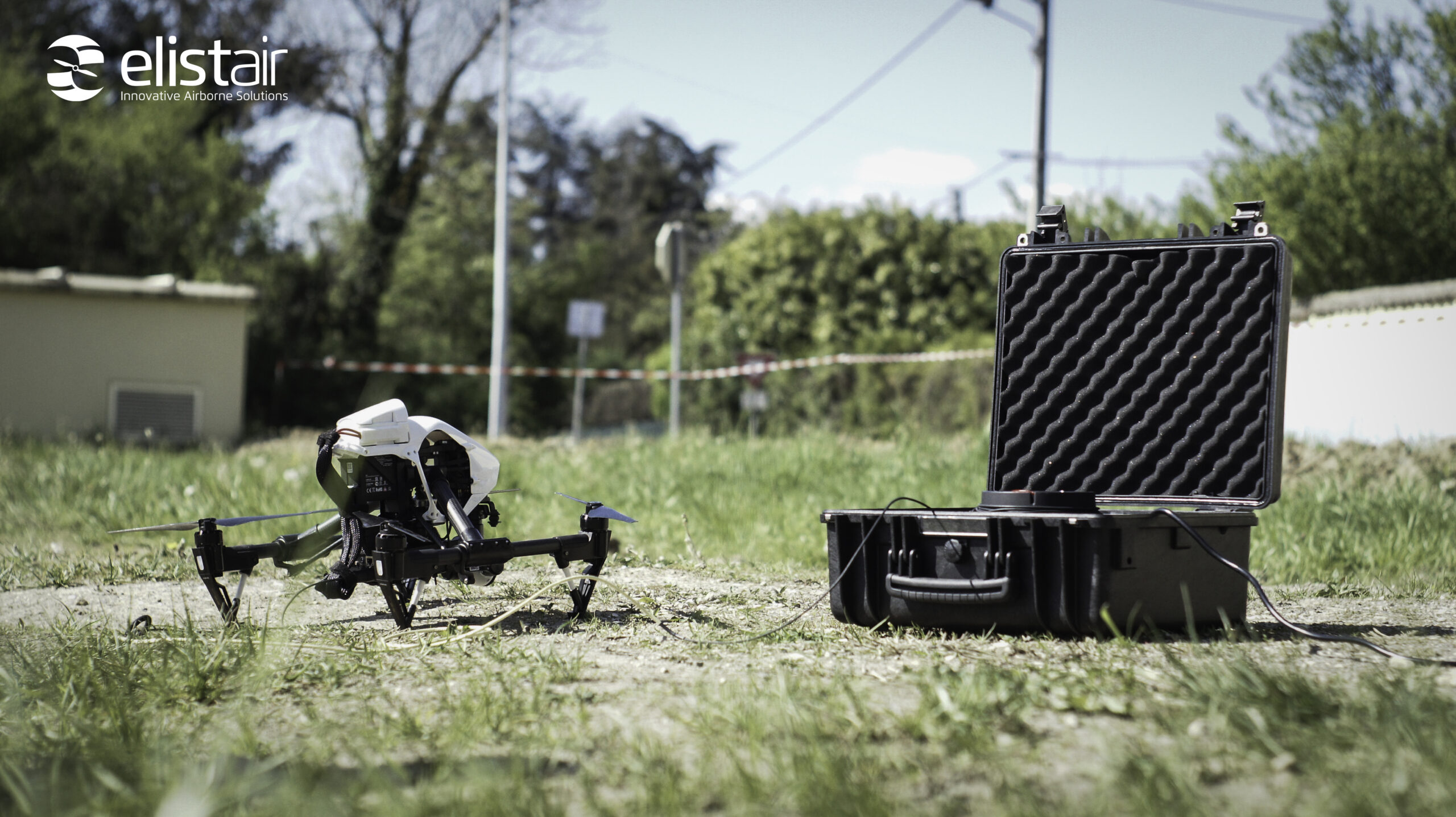 DJI Inspire drone tethered to Ligh-t tethered station