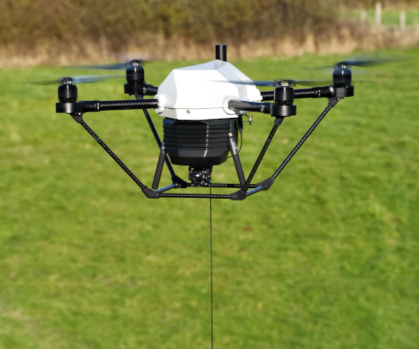 VHA tethered drone equiped with dual payload for tactical comms